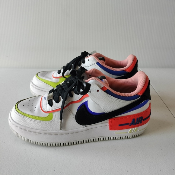 Nike Air Force 1 Shadow 8 White Black Racer Blue DV2186-100 Artsy Streetwear - Picture 1 of 8